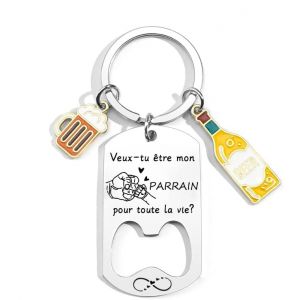 YZLPLP Porte Clé Parrain Cadeau Parrain Cadeau Parrain Marraine Demande porte cle veux tu etre mon parrain Porte Clef Personnalisé Cadeau Homme Anniversaire Cadeau Fête Des Pères (2) (yiwushizhemiushipinyouxiangongsi, neuf)