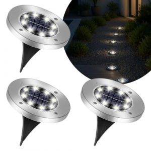 Groupe DDC spot solaire encastrable extérieur LED lot de 3 – projecteur jardin lumière blanche 4000K – étanche IP65 détecteur crépusculaire – éclairage terrasse allée sans fil autonome (Groupe DDC, neuf)