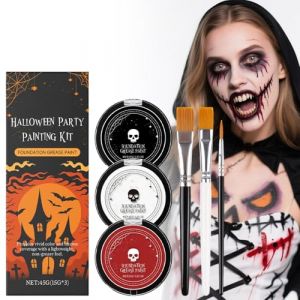 Peinture Faciale pour Halloween,Joker Maquillage Halloween Peinture,Visage Blanc Noir Rouge avec Pinceau,Non Toxique, Pour Halloween, No&euml;l, Carnaval, Soir&eacute;es &agrave; Th&egrave;me (Tkukkwr, neuf)
