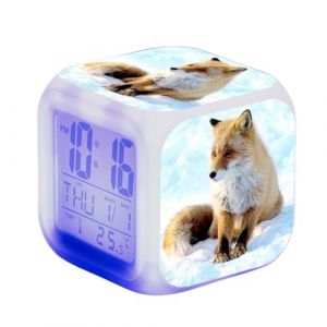 Blissbuilt Réveil numérique pour Enfant avec 7 Couleurs de Veilleuse,Snooze,LED Cube avec lumières Enfants réveils Horloge pour Table de Chevet pour Enfants et Adolescents (Motif Renard) (young mind, neuf)