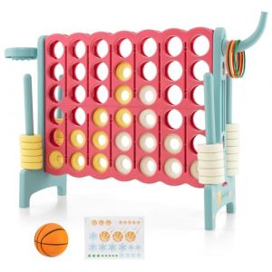 DREAMADE Puissance 4 Géant pour Enfants sur Pied 84 x 33 x 74 CM avec 42 Anneaux, Levier de Réinitialisation du Jeu, Jeu de Société pour Réunions de Famille,Maternelle,Campin (Bleu&Rose) (DREAMADE, neuf)