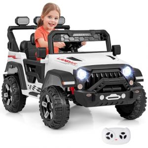 GOPLUS Voiture Electrique Enfants 2 Places 12V avec T&eacute;l&eacute;commande, Lecteur Musique, Lumi&egrave;res LED, Quad 4x4 Electrique Enfants D&eacute;marrage Progressif, 3 Vitesses, pour Enfant 3+ Ans,Charge 30KG(Blanc) (Augenstern24, neuf)