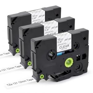JINTUM TZe-131 Ruban encreur transparent lamin&eacute; 12 mm 0,47 mm pour Brother P-Touch PT-H100R PT-H105 PT-H110 H107B PT-D400 PT-D210 PT-E100 D600VP 1000 (JINTUM, neuf)