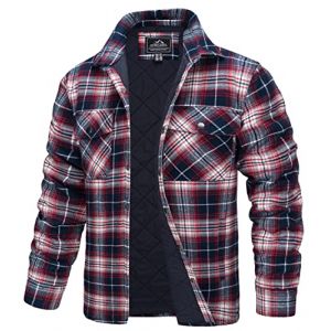 TACVASEN Veste de B&ucirc;cheron Matelass&eacute;e pour Homme Chemise en Flanelle a Carreaux Vestes a Carreaux a Manches Longues Vin Rouge,XXL (TACVASEN-EU, neuf)