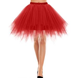 Bbonlinedress Tutu Rouge Jupe Femme Jupe Tulle Femme Hiver Jupe Courte Ballet Tutu Danse Classique Fille Années 50s pour Déguisement Carnaval Fête Soirée Cosplay Couleurs Variées Rouge M (Bbonlinedress, neuf)