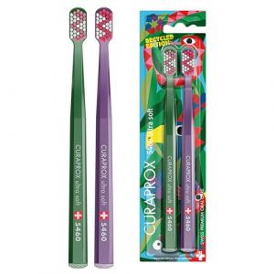 Curaprox CS 5460 Duo &ndash; &Eacute;dition Recycl&eacute;e 2024 | Ultra-doux Pour Gencives Et Dents Sensibles | Lot De 2 | Vert-Violet (Curaprox Switzerland, neuf)