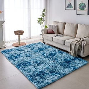 VOFUSHON Tapis Salon Shaggy Descente de lit Chambre Grande Taille Tapis avec Le Fond Antidérapant, Tapis Décoratif de Style Moderne pour Salon Chambre Canapé Natte(Bleu Marine,80 x 150 cm) (VOFUSHON-Home, neuf)