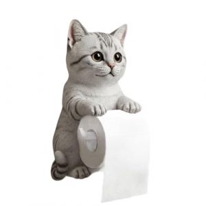 Porte-papier toilette en forme de chat 3D amusant - Support mural décoratif pour papier toilette - Rangement mural pour salle de bain et cuisine - Cadeau unique pour amoureux des chats (D) (Duangdangdu, neuf)
