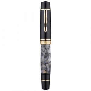 Majohn P139 Stylo-plume &agrave; pointe extra fine Syst&egrave;me de piston en laiton Grande capacit&eacute; avec bo&icirc;te, marbre gris acrylique (Eorfa Direct, neuf)