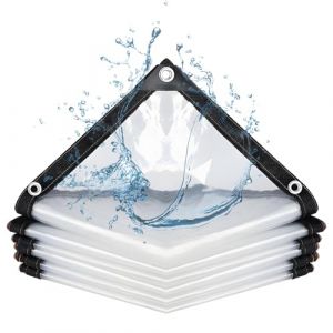 B&acirc;che Transparente Imperm&eacute;able, 2.5x8m B&acirc;che PVC R&eacute;sistante Ext&eacute;rieur avec &OElig;illets, Tarpaulin de Protection pour Meubles de Jardin Serre Balcon Terrasse Isolation des Plantes (Ciyaheihei, neuf)