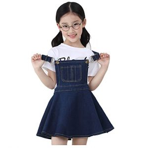 KIDSCOOL SPACE Petites Filles Jean Robe Tutu Salopette, Salopette En Denim Ajustable, Bleu, 10-11 Ans (kidscool space, neuf)