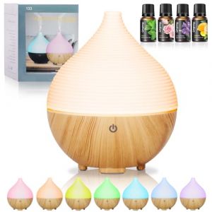 BUOAZR Diffuseur Huiles Essentielles, 160ML Diffuseur Arômes, 7 Couleurs LED Humidificateurs, Diffuseur avec Arrêt Automatique, Diffuseur de Parfum pour Salon, Chambre, Yoga, Massage (MARKET POLIGNONE ANNUNZIATA S.R.L., neuf)
