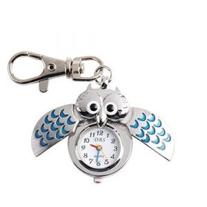 1 porte-clés élégant en forme de chouette avec pendentif de montre pour sac de voiture - Cadeau pour femme - Bleu pratique et pratique, taille M, autres pierres précieuses, conforme à l'image., M (Trinkets-CH, neuf)