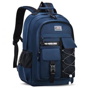 Amythe Sac &agrave; Dos Gar&ccedil;on Coll&egrave;ge, Cartable Adolescent Scolaire Imperm&eacute;able Durable, Sac Ecole Lyc&eacute;e Gar&ccedil;on Grande Capacit&eacute; pour 15.6" ordinateur, 27L-Bleu (Amythe, neuf)