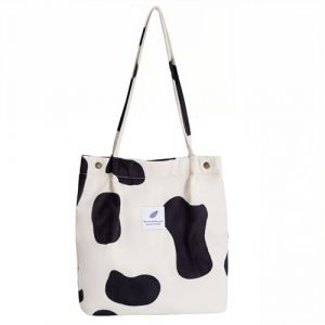 EIHI Noir et blanc sac de plage femme sac leopard femme tote bag femme Tote Bag Sac en Velours Côtelé Bandouliere Cabas Femme Homme Sac Fourre Tout (EIHI, neuf)