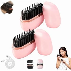 Mini Lisseur Sans Fil,Lisseur Boucleur Cheveux 2 En 1,Rechargeable De Fer &agrave; Liss&eacute;r Portatif Avec 3 R&eacute;glages De Temp&eacute;rature,Chauffage Rapide,Mini Liss&eacute;ur De Voyage Pour Des Cheveux Lisses (2*Rose) (FEIBAO&-Wu, neuf)