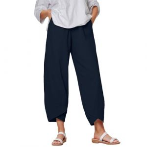 Pantalon Lin Femme Été Décontracté, Pant Taille Elastique Pantalon avec Poche, Pantalon Mode Coton Chanvre Confortable Jogging Plage Rétro, Pantalon Léger Casual Elegant, Femme Pantalon Été Coton Lin (Zhiyao(Exclusif à 50%-80% réduction), neuf)