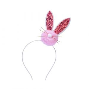 SAFIGLE 2 pièces Bandeau Oreilles de Lapin Sequins pour Garçon Fille Tête Lapin Peluche pour Fête de Pâques Déguisement Carnaval et Accessoires Festifs (Grand Di, neuf)