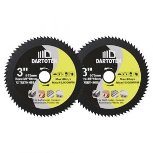 HSS Lame de scie circulaire 3inch - DARTOTEK 2pcs 72T 10mm Disques d'al&eacute;sage pour le bois, le cuivre, l'aluminium, le plastique et les m&eacute;taux tendres (SHDIATOOL, neuf)