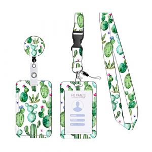 KHDULQ Collier Porte Carte, Porte Badge, Porte Badge Tour De Cou, Porte Carte Avec Cordon, Tour de Cou Badge(Collier Cactus Vert, Poche Carte) Pour Fournitures De Bureau Et Scolaires. (XINDONGLI, neuf)