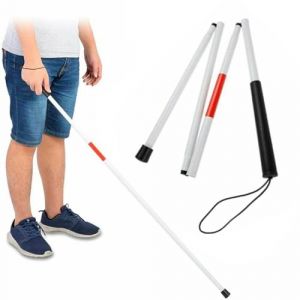 Bâton de Marche pour Aveugles,Canne Aveugle Pliante,Canne Aveugle en Alliage D'aluminium,Canne de Marche pour Aveugles,Canne Aveugle Pliable,pour Malvoyants, Aveugles Et Personnes âgées(Blanc) (Opptt, neuf)