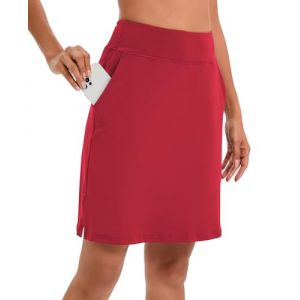Timuspo Jupe de Sport pour Femme avec Short Int&eacute;gr&eacute; Jupe de Tennis &agrave; Taille Haute avec Short Int&eacute;gr&eacute; Parfait pour le Sport, le Golf, la Randonn&eacute;e, rouge, XXL (ZZYH, neuf)
