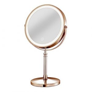 Deger Miroir de maquillage rechargeable LED 10X avec 3 couleurs, miroir cosm&eacute;tique grossissant r&eacute;glable de luminosit&eacute; 2 faces-C (PANBORE LTD, neuf)