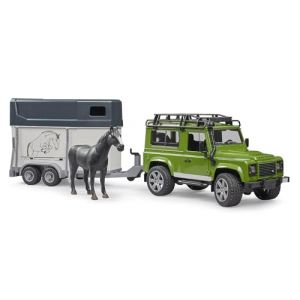 bruder 02592 - Land Rover Defender avec van pour chevaux, 1 cheval, v&eacute;hicule tout-terrain, jeep, v&eacute;hicule tout-terrain, ferme &eacute;questre (Easycado, neuf)