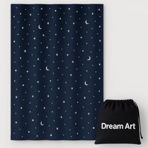 Dream Art Rideau Occultant Portable avec Ventouses, Stores Temporaires Ajustables pour Chambre de Bébé, Voyage, Bureau, Hôtel, 1 Pièce 132x183cm, Bleu avec Lune Argentée et Étoiles (CoolMade Store, neuf)
