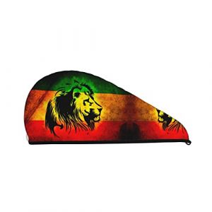 Cifeprak Serviette de cheveux à motif drapeau jamaïcain, serviette de séchage des cheveux avec bouton, serviette de cheveux en velours corail, chapeau turban pour cheveux secs, bonnet de bain douche (DoubleShopShow, neuf)