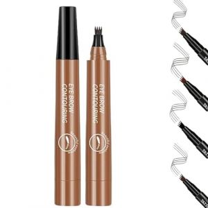 Lazzda Eyebrow, Lazzda Eyebrow Pen, 3D Waterproof Microblading Eyebrow Pen, Whimsyard Eyebrow Pencil, Eyebrow Pencil Makeup with 4 Fork Tip, Eye Brow Pencils for Women (Light Brown) (hefeiwanglu, neuf)