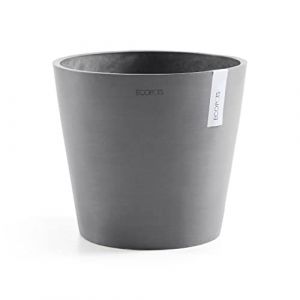 Ecopots Amsterdam Pot de fleurs gris clair - Diamètre : 50 cm - Grand pot de fleurs rond en plastique recyclé - Cache-pot moderne pour l'intérieur et l'extérieur (Marketsupply, neuf)