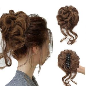 Chignons, Perruque tête sphérique mode femme grosse poignée longue barbe cheveux bouclés en désordre Bague chignon cheveux bouclés femme sac Chignons Postiche(Medium brown) (birenyu, neuf)