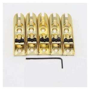 Guitare Basse &Agrave; 5 Cordes Selle De Pont Individuelle Cordier 3 Trous Avec Vis Pour Accessoires De Guitare Basse(Gold) (xuningus, neuf)