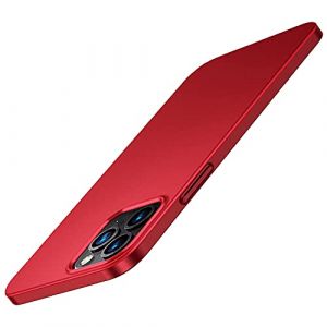 Sitthyw iPhone 12 Coque Ultra Fine Mince iPhone 12 Pro Hardcase Anti-Rayure Bumper Matte PC Dur Housse Etui de Protection Slim Finition Mat Anti-Choc Case Cover pour iPhone 12 6.1" - Rouge (Angulee, neuf)