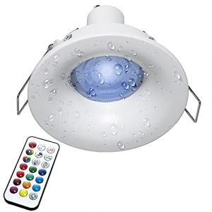Planetitaly Spot LED chromothérapie IP65 lampe GU10 6 W 230 V encastré 7 cm RGB lumière multicolore cabine de douche sauna (rond, RGBW+6000K) (PlanetItaly, neuf)