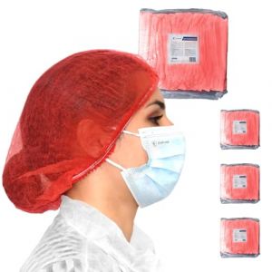 Charlotte cheveux jetable - 400 charlottes jetables OneProtek (Rouge) - Pour usage Alimentaire Restauration et Médical, 53 cm, Respirantes et Résistantes pour un confort longue durée (SupernaturalZ, neuf)