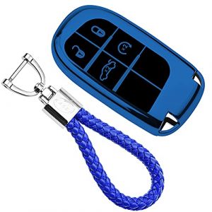 KASER Coque Clé en Silicone Compatible pour Jeep Keyless Cherokee Renegade Fiat 500X Cover Housse Porte-clé TPU Protection Télécommande Keyless (Bleu) (SALTY PEAR LIMITED, neuf)