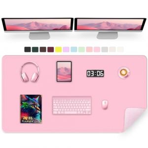 Tapis de Bureau en Cuir PU, 120 x 43 CM Tapis Protecteur de Bureau pour Écrire, Tapis pour Ordinateur et Ordinateur Portable pour le Bureau Avec Daim pour la Maison et le Bureau (Rose Conte De Fées) (St. Richer-US, neuf)