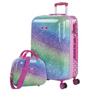 SKPAT - Valise Enfant Bagage Cabine Enfant Set de valises 2 pièces Rigides Avec trousse de toilette avec roulettes pivotantes, coque dure légère ABS/PC pour voyages confortables. Cadenas à Co, Fuchsia (ARSAMAR ENTERPRISE, neuf)