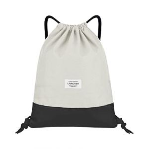 LIVACASA Sac &agrave; Cordon de Sport Yoga Impermeable Sac de Gym &Eacute;tanche Ultra-l&eacute;ger Pliable Sac &agrave; Dos &agrave; Cordon pour Gym Ecole Natation Piscine Plage Camping Voyage (Beige(uni), H 42cm L 33cm) (LIVACASA, neuf)