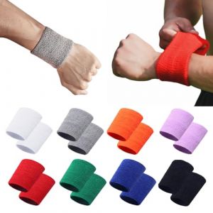 JSTHHTT 16 Pièces Serre Poignets Bracelets pour Sports, Bandeau Poignet, Bandeau Eponge Sport, Absorbant Bracelet Poignet de Sport pour Homme & Femme, Brassard Éponge Absorbant, Bracelet Eponge (JSTHHTT, neuf)
