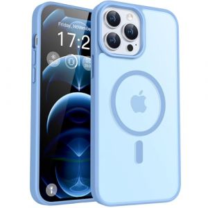 PuyaTeya Coque pour iPhone 12 Pro Max, avec magnétique, Protection Militaire, Anti-Choc, Anti-Rayures, Anti-Empreintes, Anti-Glissement Translucide Mat Coque de Protection (Bleu Azur) (yi zi jian ke ji, neuf)
