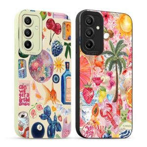 Yirlbey 2 Pièces Coque pour Samsung Galaxy A14 5G 6,8'', Etui Silicone avec Summer Collage Aesthetic Motif Design, Caméra de Protection Case Antichoc Housse pour Femme Ultra Fine TPU Étui Souple (XUPINBO, neuf)