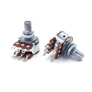 2x Potentiomètre stéréo linéaire Axial 500KΩ (B500K), pour fil a soudé (SPC-BOUTIQUE, neuf)