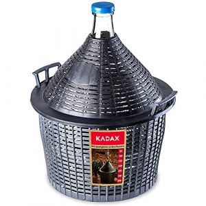 KADAX Bonbonne en Verre de 5L, Grande Dame-Jeanne avec Habillage Plastique, Id&eacute;ale pour Le Stockage, la Conservation et la Fermentation du Vin (KADAX, neuf)