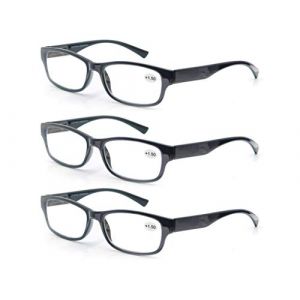MODFANS Lot de 3 Lunettes de Lecture 3.5 Lunettes de Vue Hommes Femmes Ultra Leger,Lunettes Loupes Classique 3 Paires Noir (MODFANS-US EYEWEAR, neuf)