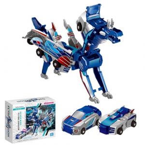 ZYEKIU Voiture Transformers Voiture Transformable en Forme de Licorne Transformable en Forme Licorne Robot Enfant Dragon Volant Jouet Transformers pour 3 4 5 6 7 8 9 Ans Enfants (Ailes Argent) (RUIYIDZ, neuf)