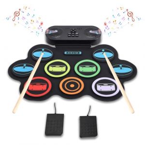 Yapasopu batterie electronique enfant Batterie &Eacute;lectronique E-Drum Kit avec 9 pads,MIDI, 2 haut-parleurs st&eacute;r&eacute;o,Batterie rechargeable 1200 mAh Portable instrument de musique pour enfants et d&eacute;butants (Ekotaleks O&Uuml;, neuf)