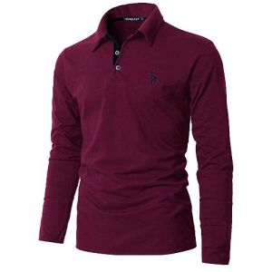KUNJLELP Mode Polo pour Homme Manches Longues Broderie Girafe T-Shirt Slim Coton Polo de Travail Golf Rugby M-3XL,A-Rouge,XL (Chuanghui-EU, neuf)